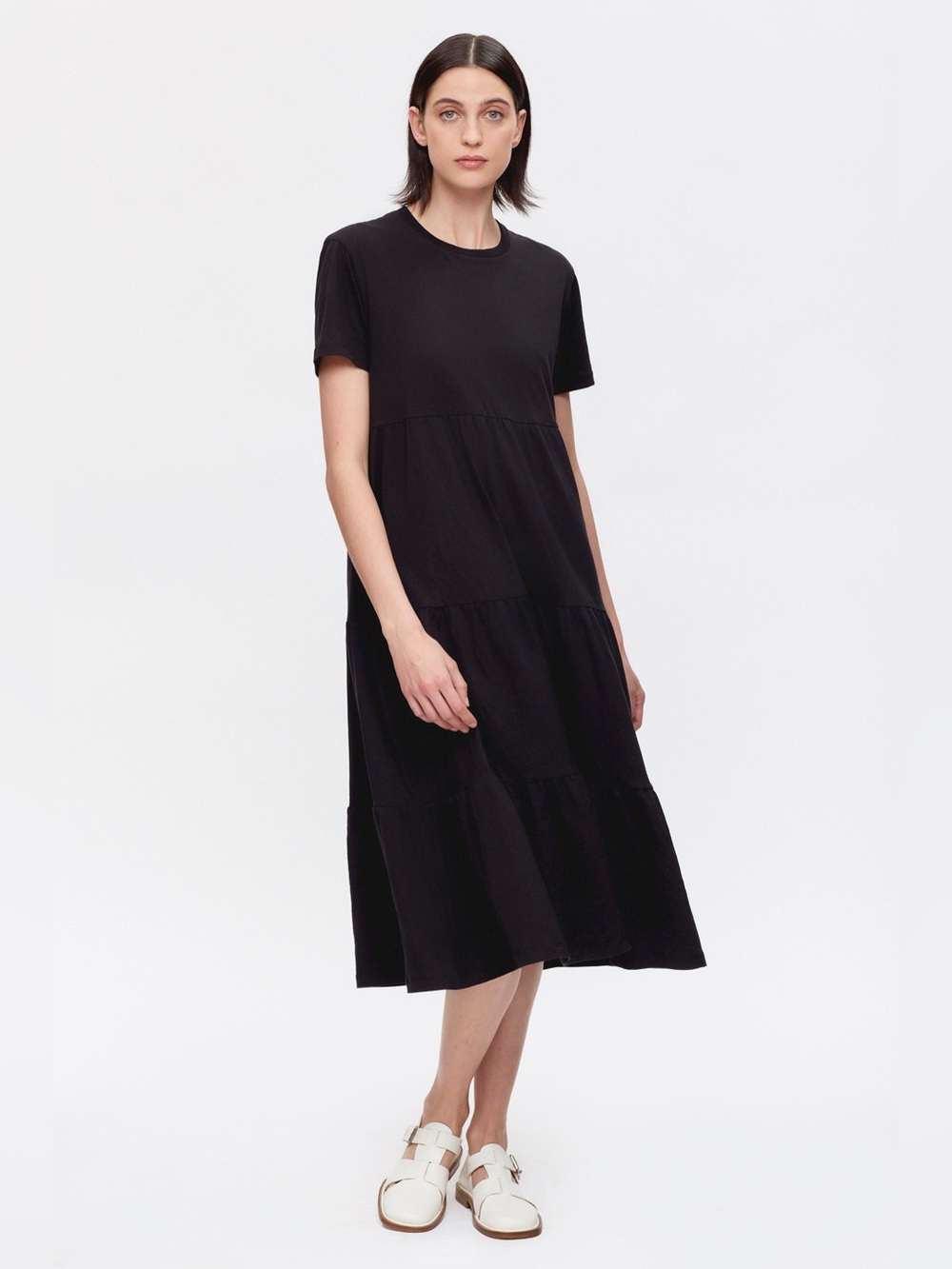 KOTN Tiered Midi Babydoll Dress - Black - Medium